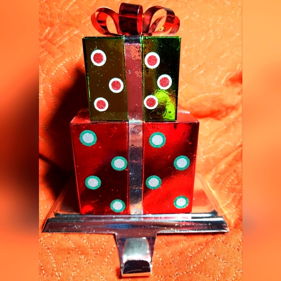 Holiday presents ,stocking hook/ holder for mantle /shelf, metal weighted heavy - Picture 2 of 14